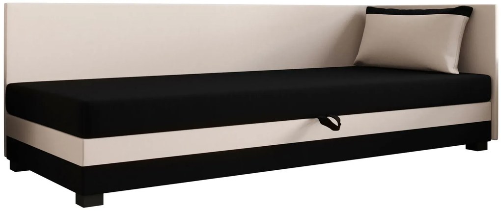 Młodzieżowy tapczan z pojemnikiem czarny + ecru G9-W35