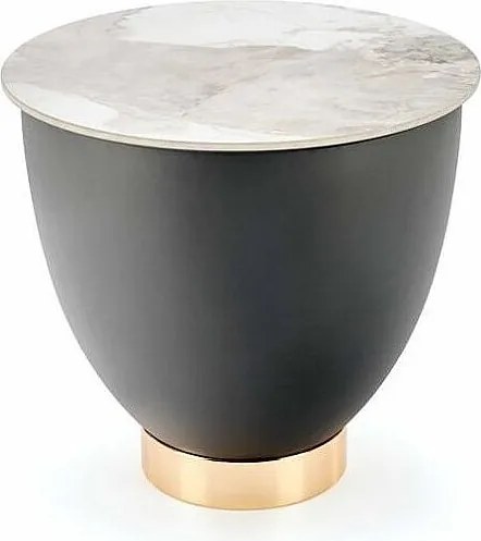 Stolik kawowy CECILIA S 48x48 biały marmur/szara