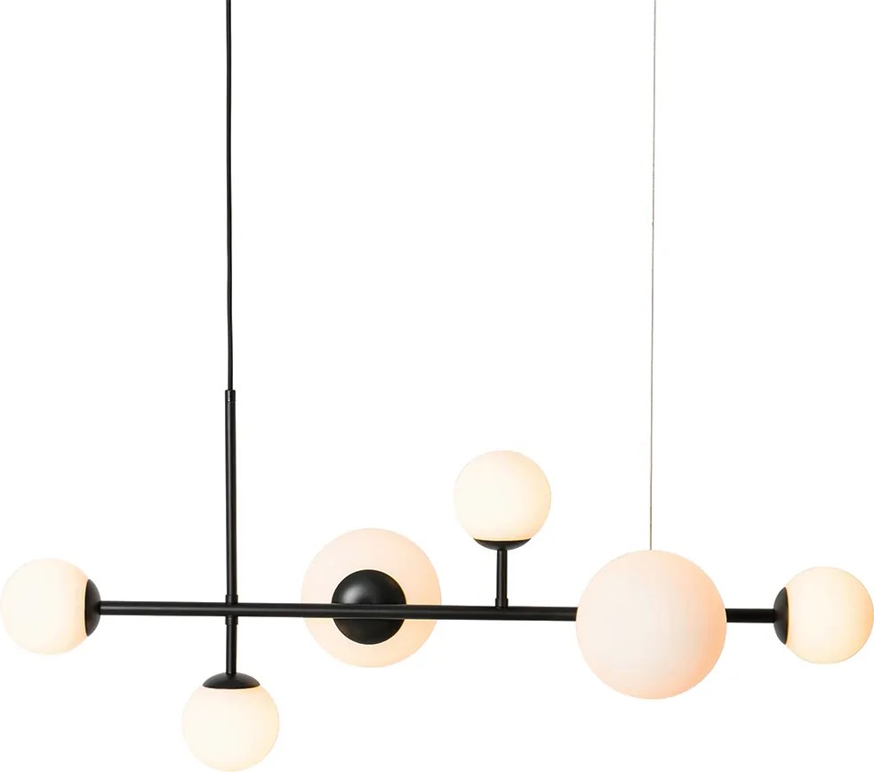 Nowoczesna lampa wisząca czarna z matowym szkłem 6-światłowa - Monaco