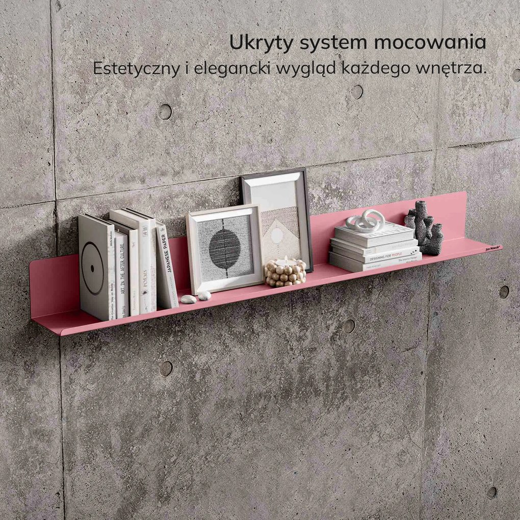 Półka wisząca metalowa pudrowy róż, 1200 mm: JOANNE Fresh Style
