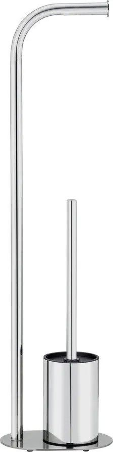 Stojak na papier toaletowy ze szczotką ze stali nierdzewnej w kolorze srebra z połyskiem Levante – Wenko