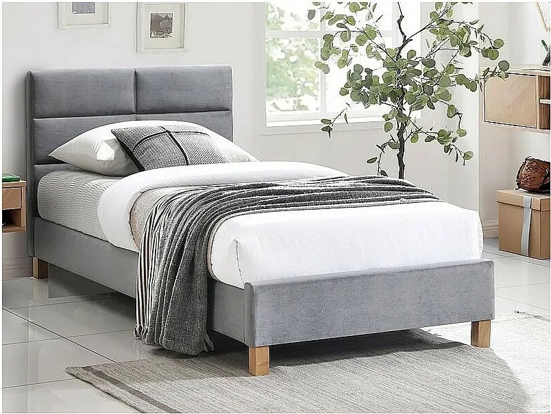 Łóżko tapicerowane SIERRA VELVET 90x200 szare