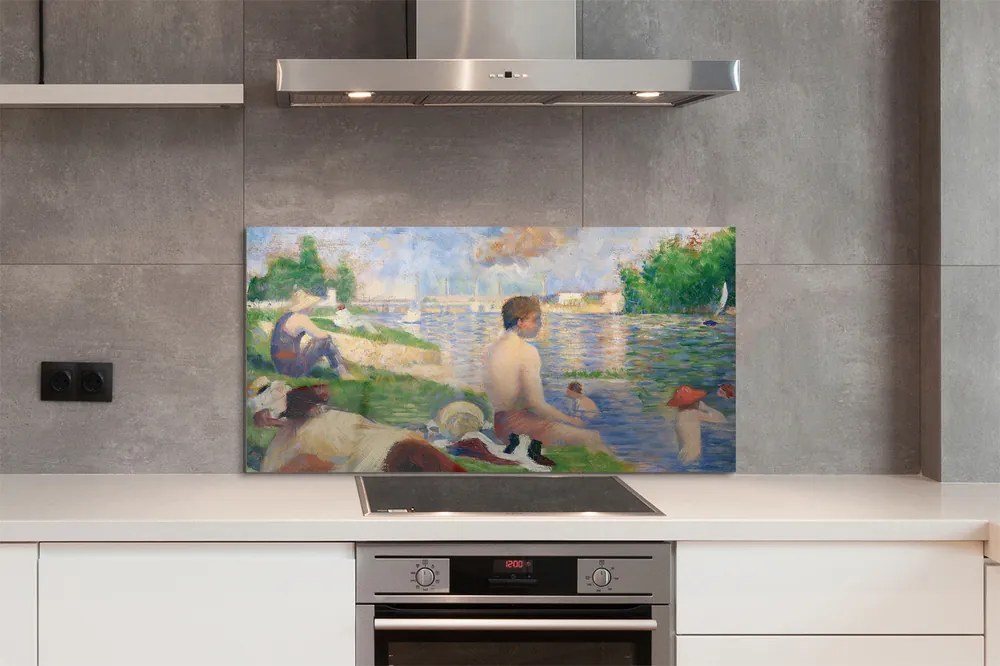 Szklany Panel Kąpiący się w Asnieres - Seurat