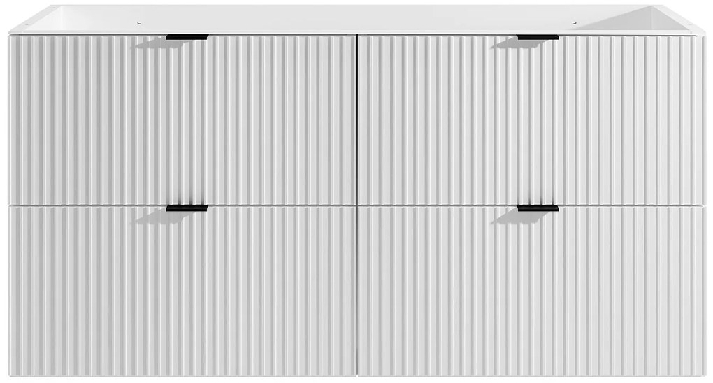 Podwieszana szafka łazienkowa prążkowana - Matowy biały - 120 cm - ZEVINI