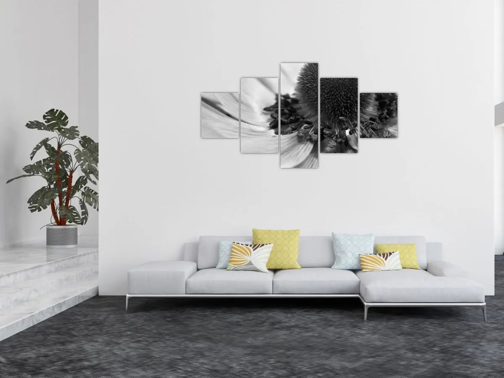 Obraz - Kwiat w czerni i bieli (125x70 cm)