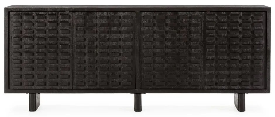 Czarna komoda z litego drewna mango 200x80x40 cm Inaya – MOME