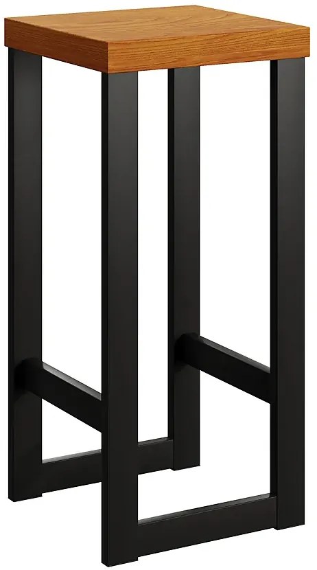 Czarny drewniany taboret loft T3-T60