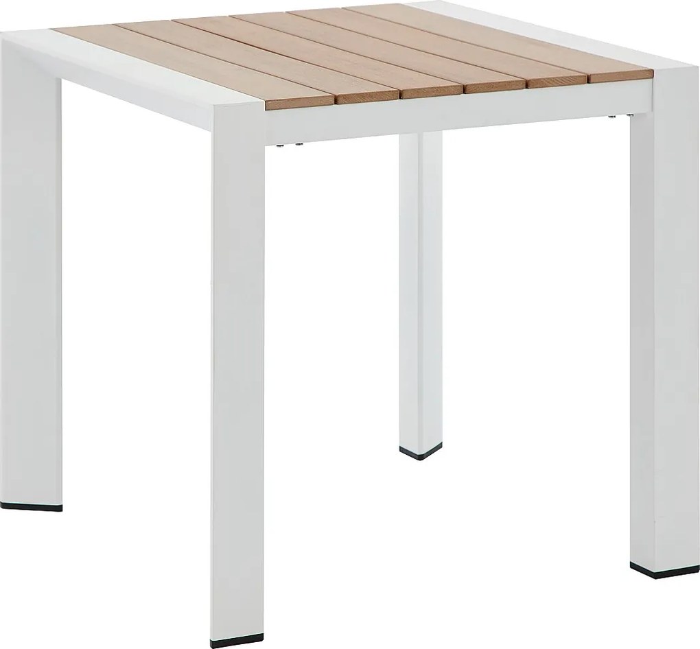 Stół ogrodowy aluminiowy kwadratowy , dł. 80 cm - Jasny naturalny i biały - NYROS od MYLIA