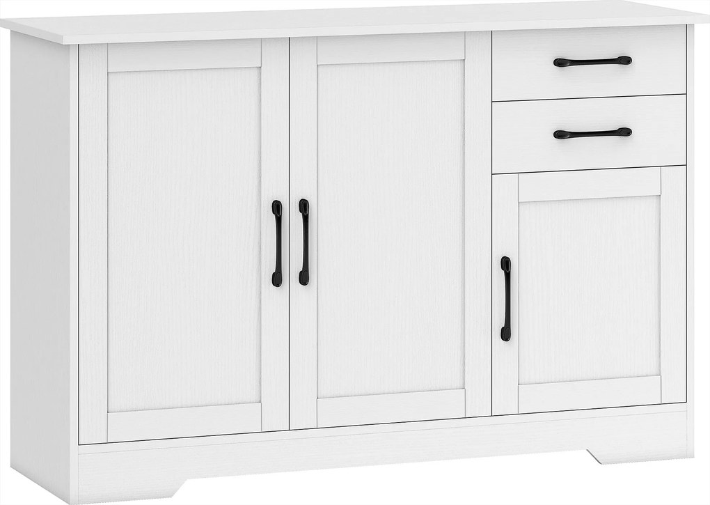 HOMCOM Sideboard z 2 szufladami, nowoczesna szafka do przechowywania, regulowana półka i 3 drzwi, Biały | Aosom PL