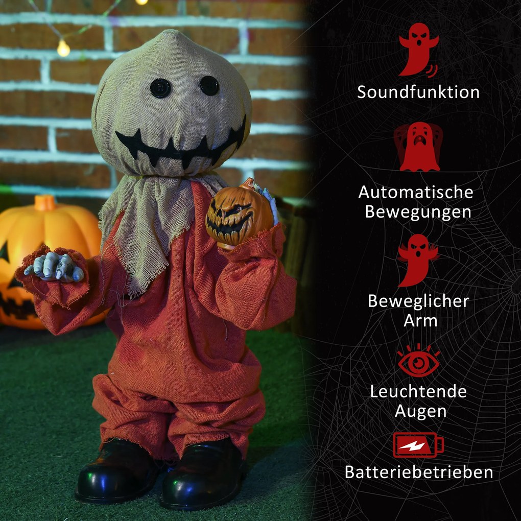 HOMCOM Wiatrak Dekoracja Halloween, poruszająca się, wydająca dźwięki, zasilana bateriami