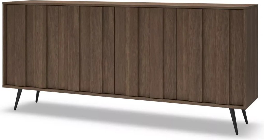 Komoda Dunin 183 z oświetleniem LED – nowoczesna komoda do salonu z oświetleniem i czarnymi nogami, dąb dunin