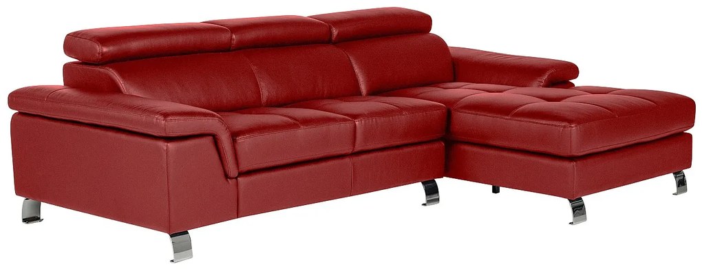 Kanapa narożna ze skóry MISHIMA - Czerwony - Narożnik prawostronny