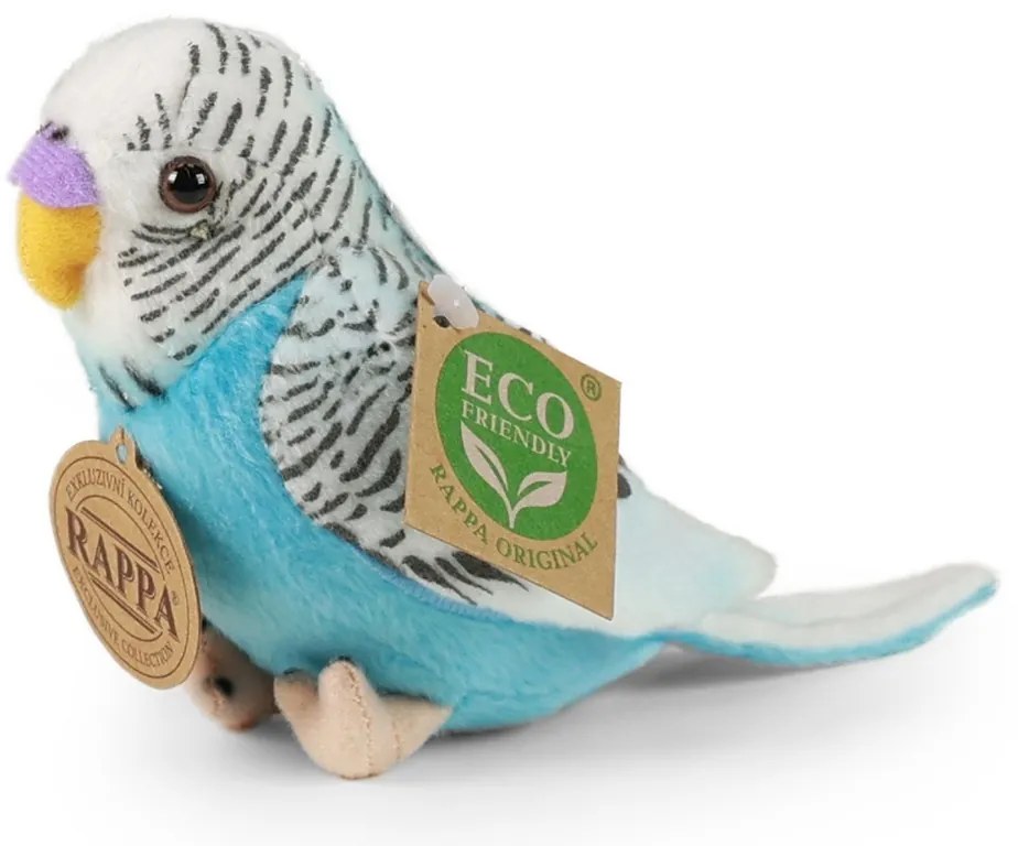 Rappa Pluszowy ptak papużka niebieski, 11 cm, z dźwiękiem