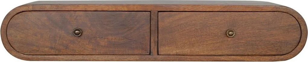 Półka wisząca London z drewna kasztanowego Artisan Furniture, 2 szuflady, kolor karmelowy