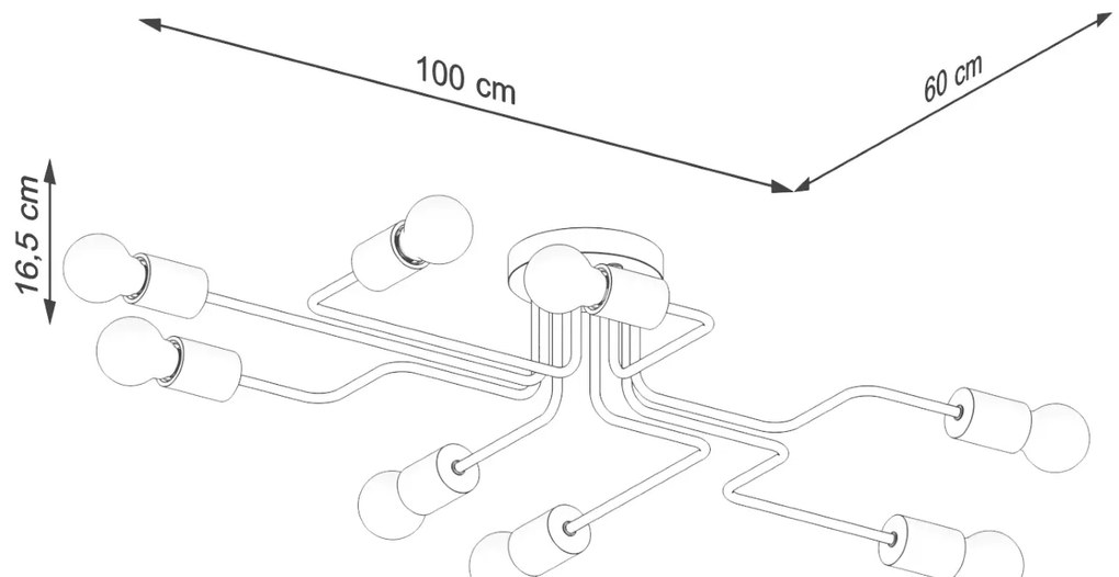 Żyrandol TIMBO 8 czarny SOLLUX LIGHTING