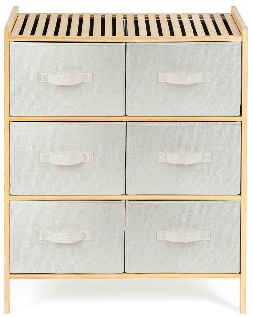 G21 Bambusowy regał z koszykami, 3 półki, beżowy, 3 piętra