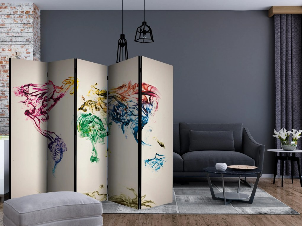 Parawan akustyczny Mapy 225x172 cm 5-częściowy szary ARTGEIST B