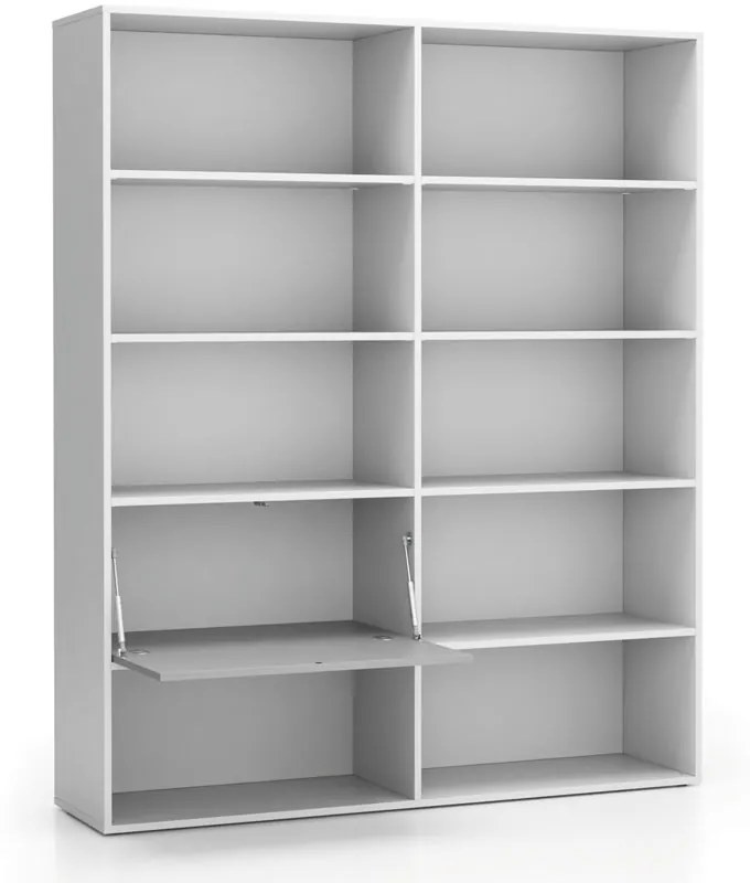 Regał biurowy szeroki LAYERS, 1 schowek, 1582 x 400 x 1905, biały/szary