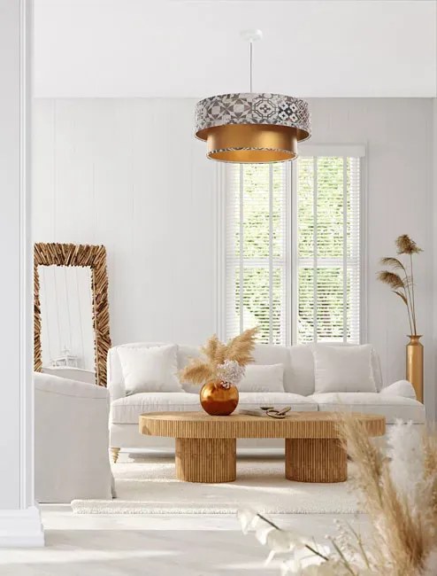 Złota lampa wisząca z welurowym abażurem - S433 S4-N63