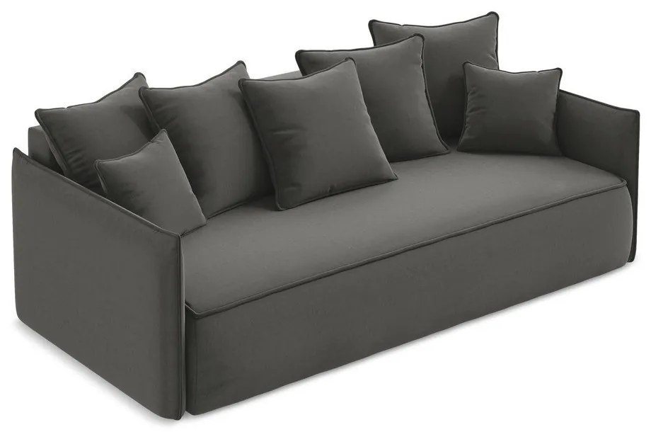 Ciemnoszara aksamitna rozkładana/ze schowkiem sofa 225 cm Hula – Makamii