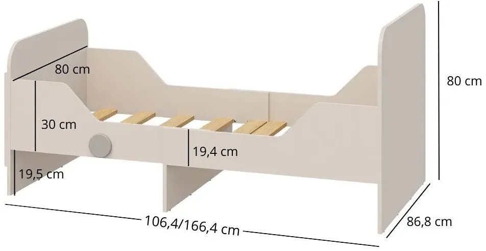 Kaszmirowe łóżko rosnące z dzieckiem 80x120/160 L7-F66