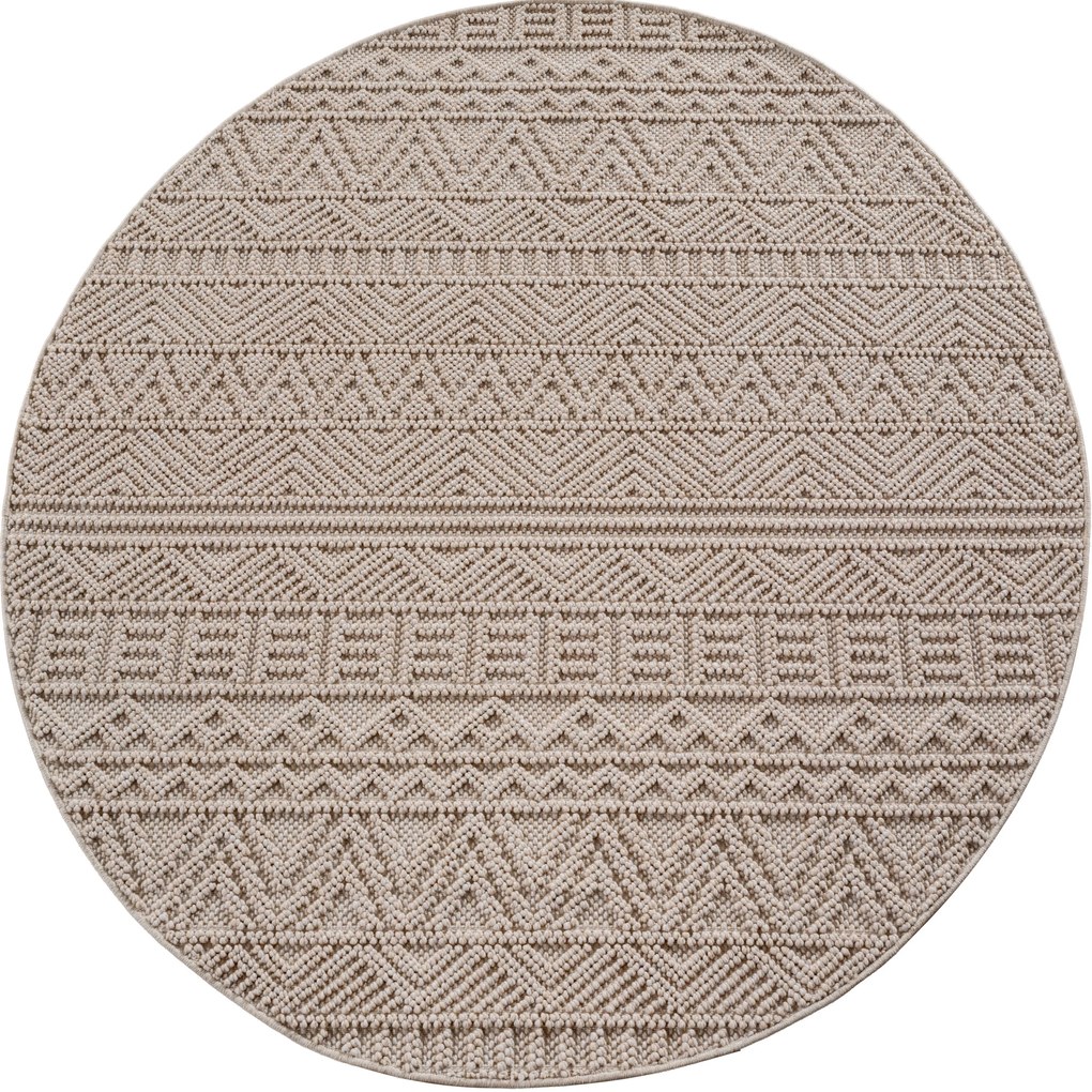 Dywan nowoczesny Helix 3D boho beżowy 120 cm x 120 cm koło