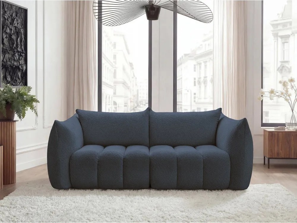Ciemnoniebieska sofa z materiału bouclé 234 cm Azra – Bobochic Paris