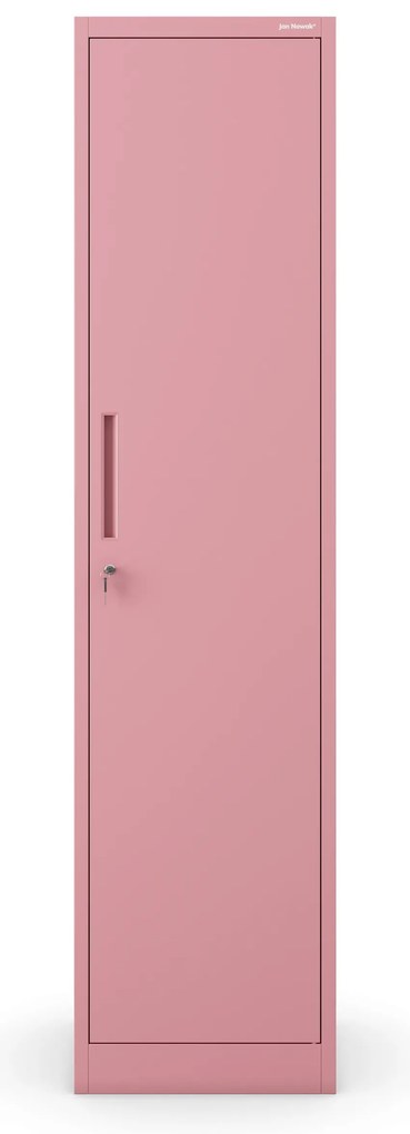 Szafa biurowa metalowa na akta, wąska, pudrowy róż, 450x1850x400 mm: ALEX Fresh Style