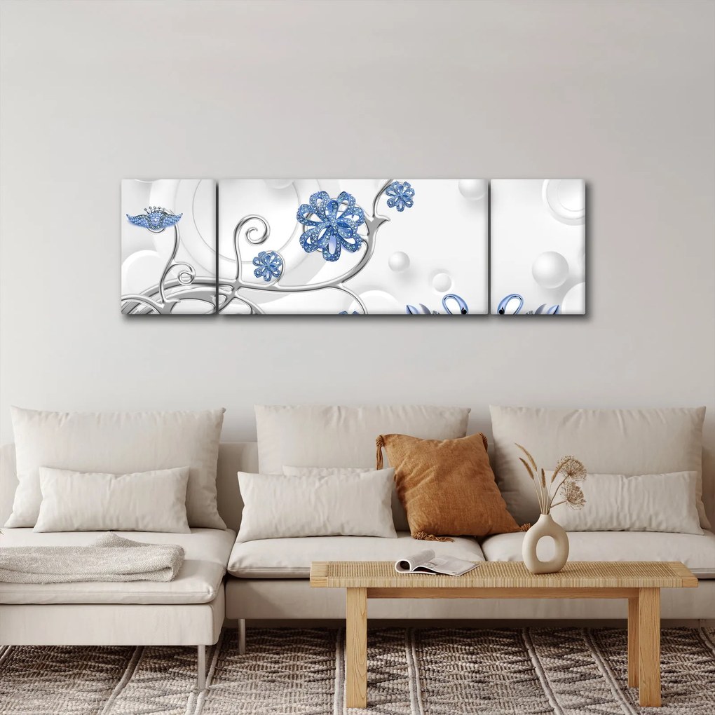 Obraz - Niebieskie łabędzie (170x50 cm)