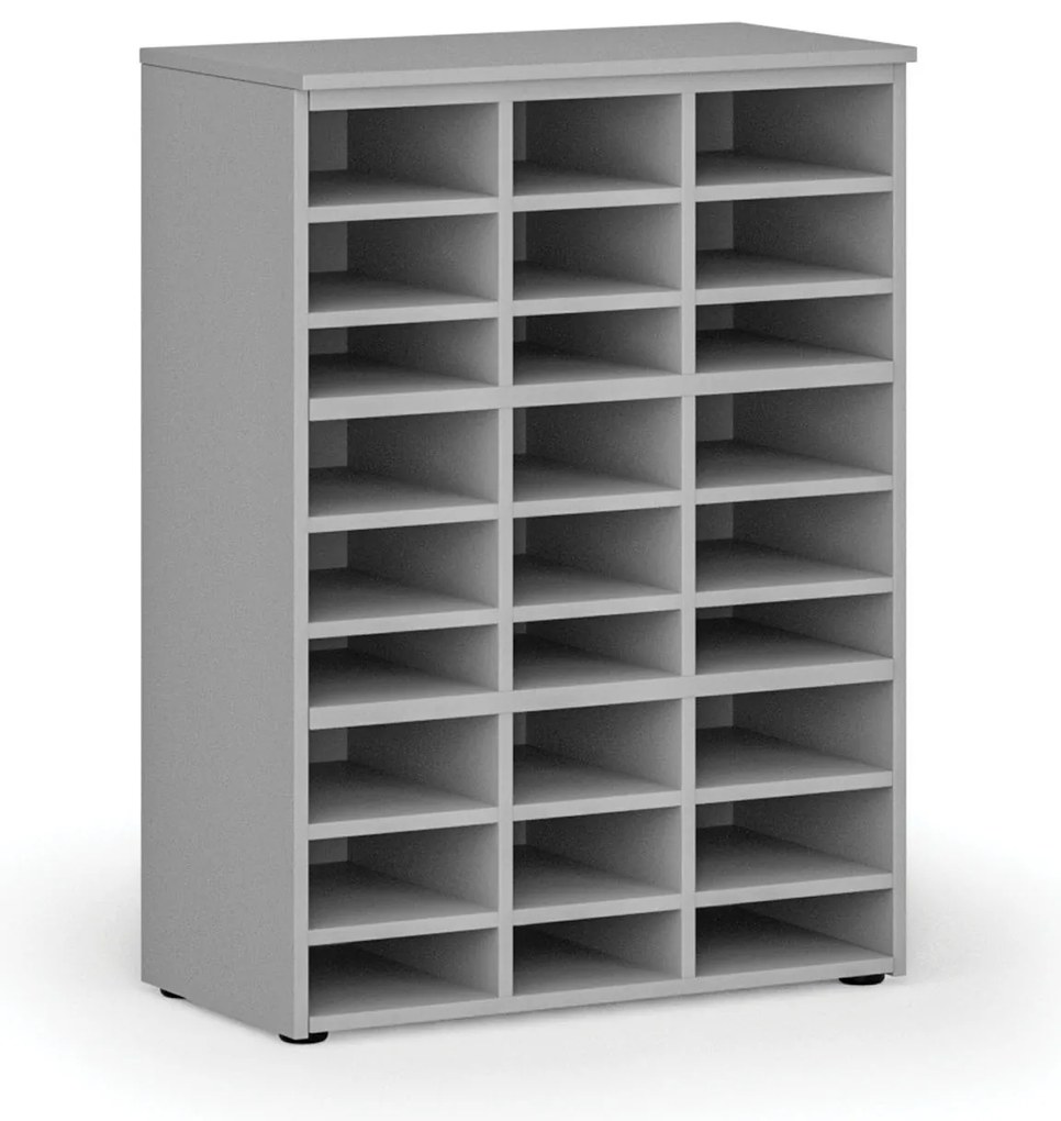 Regał sortujący PRIMO GRAY, 800 x 420 x 1087 mm, 27 przegród, szary