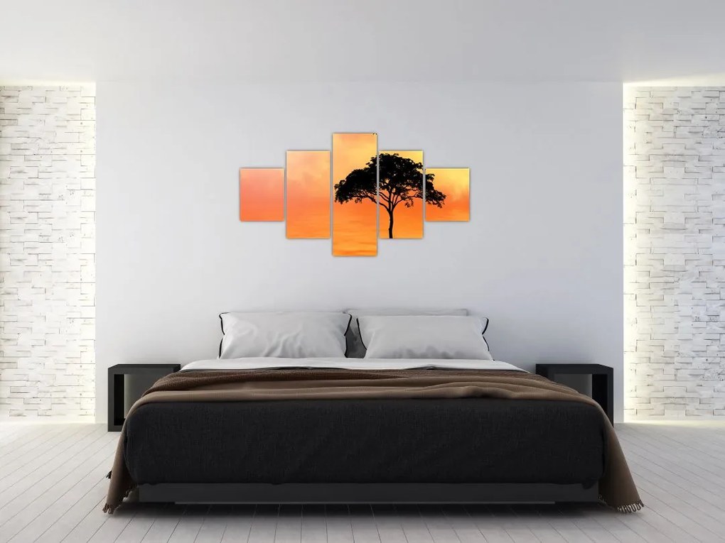 Obraz drzewa o zachodzie słońca (125x70 cm)