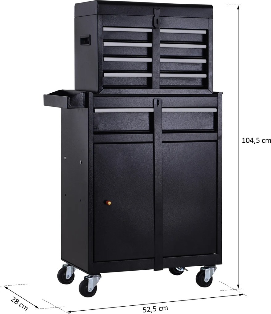 Wózek warsztatowy DURHAND skrzynka narzędziowa z 5 szufladami kółka 360° metalowy 52,5 x 28 x 104,5 cm