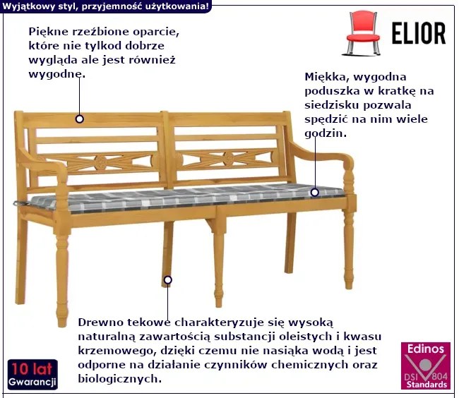Drewniana ławka z poduszką N1-M17