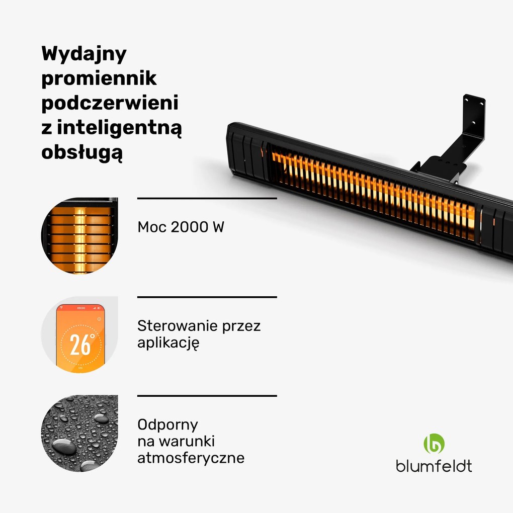 Blumfeldt Gold Bar Slim, Smart, 2000 W Promiennik podczerwieni