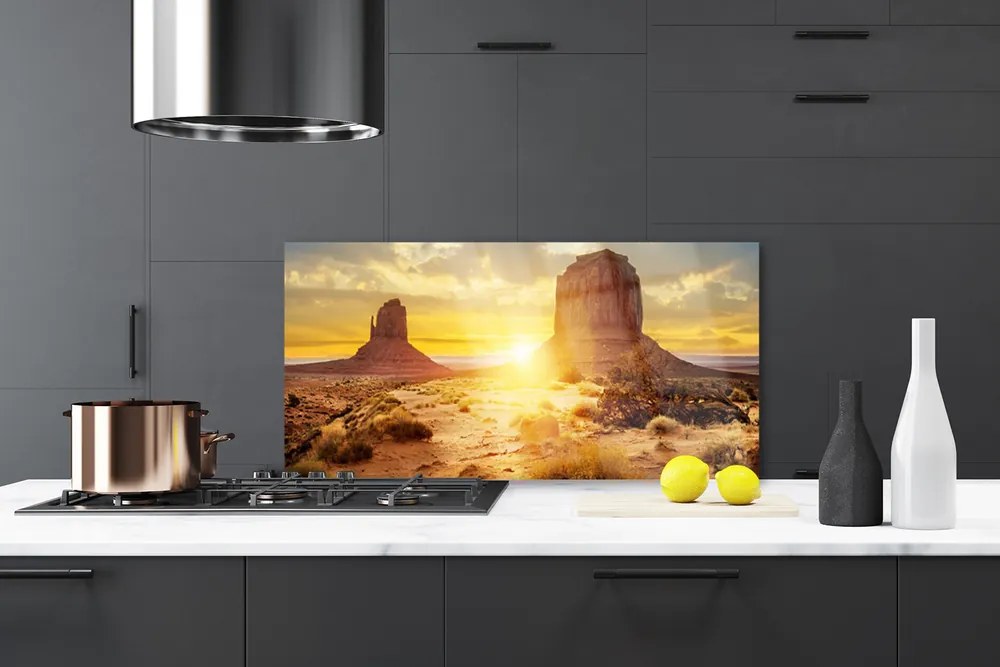 Szkło do Kuchni na Ścianę Pustynny Blask Słońca