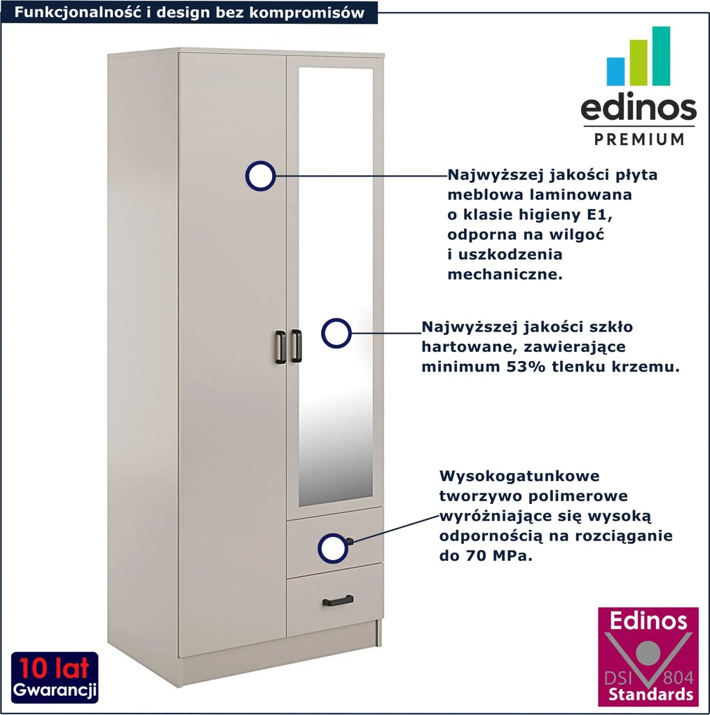 Kaszmirowa szafa uchylna z lustrem E2-B53