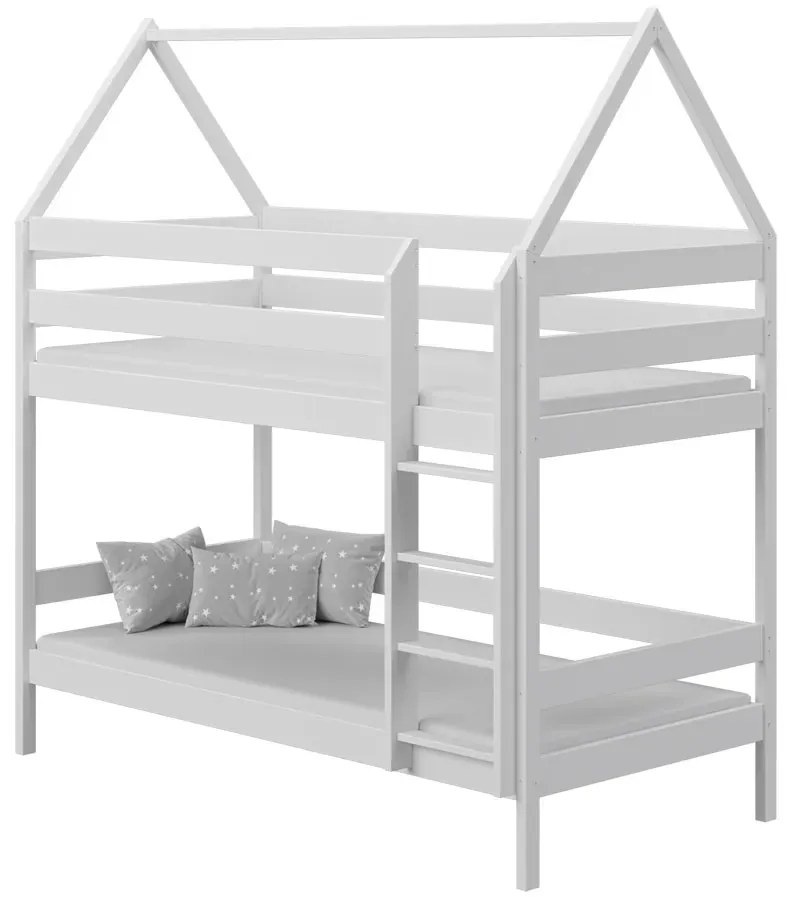 Białe podwójne łóżko piętrowe domek dla dzieci F2-G46