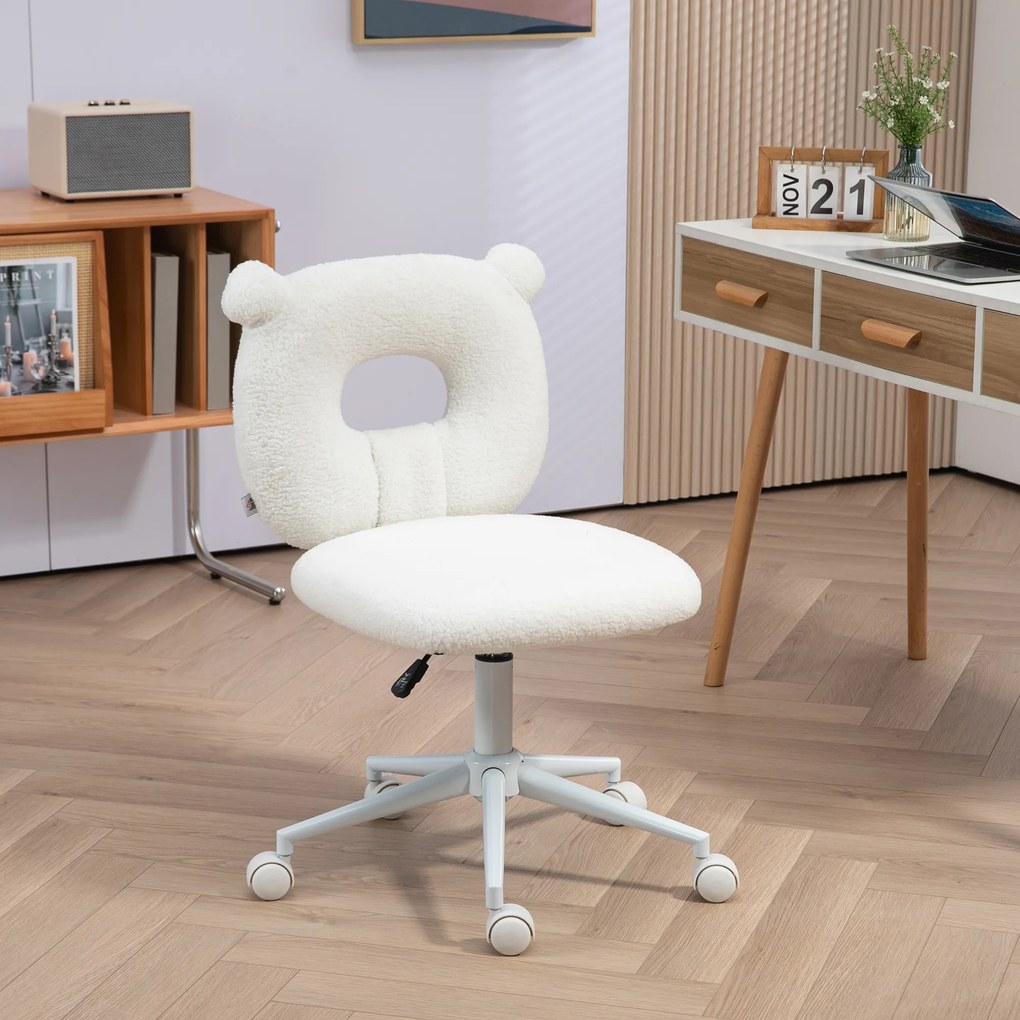 HOMCOM Fotel biurowy regulowany ergonomiczny obrotowy biały elegancki design | Aosom PL