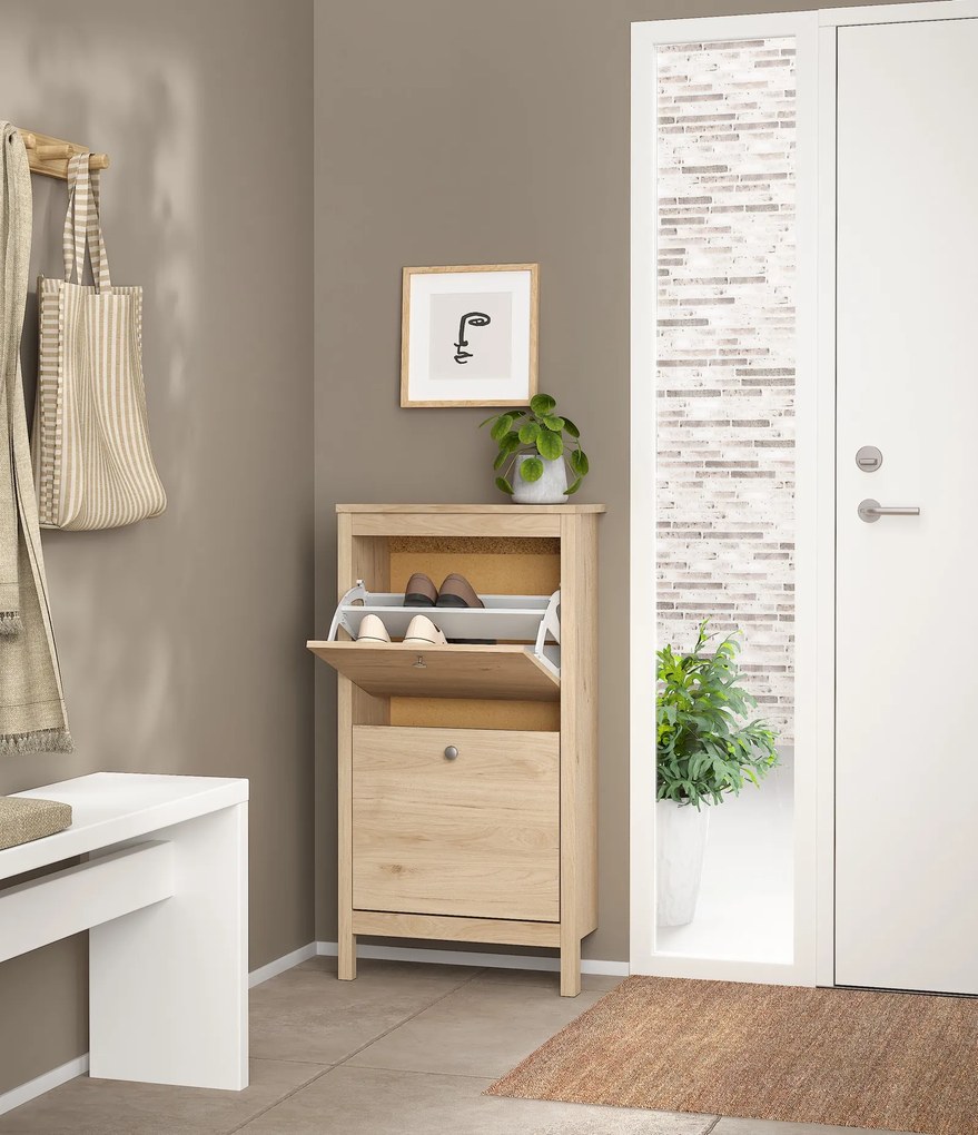 Wąska szafka na buty Madrid z 2 półkami, jackson hickory