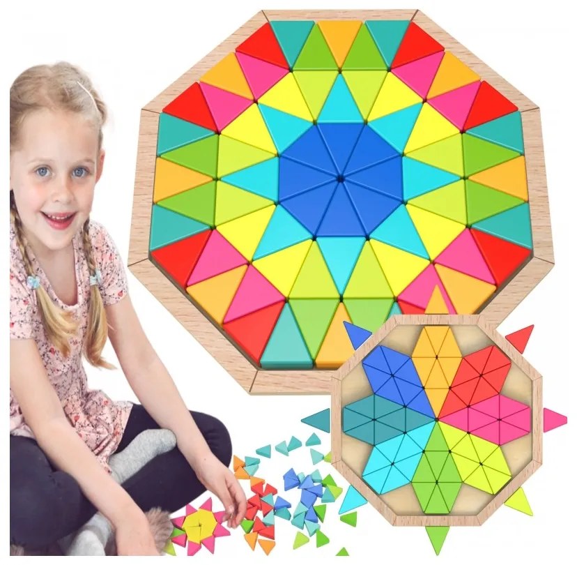 Tooky toy puzzle ośmiokątne drewniana mozaika edukacyjna (73el.)