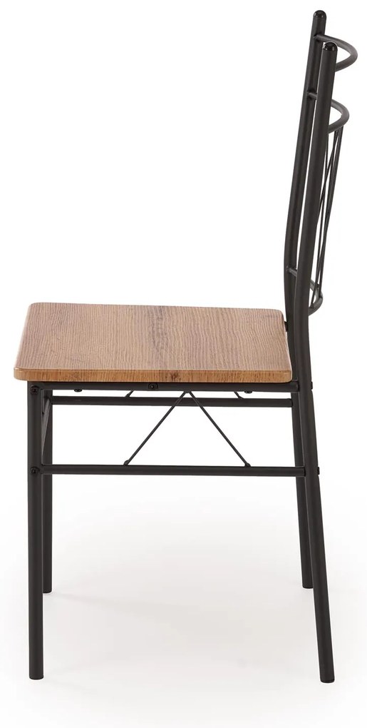 Zestaw stół + 4 krzesła dąb naturalny / czarny FAUST 3