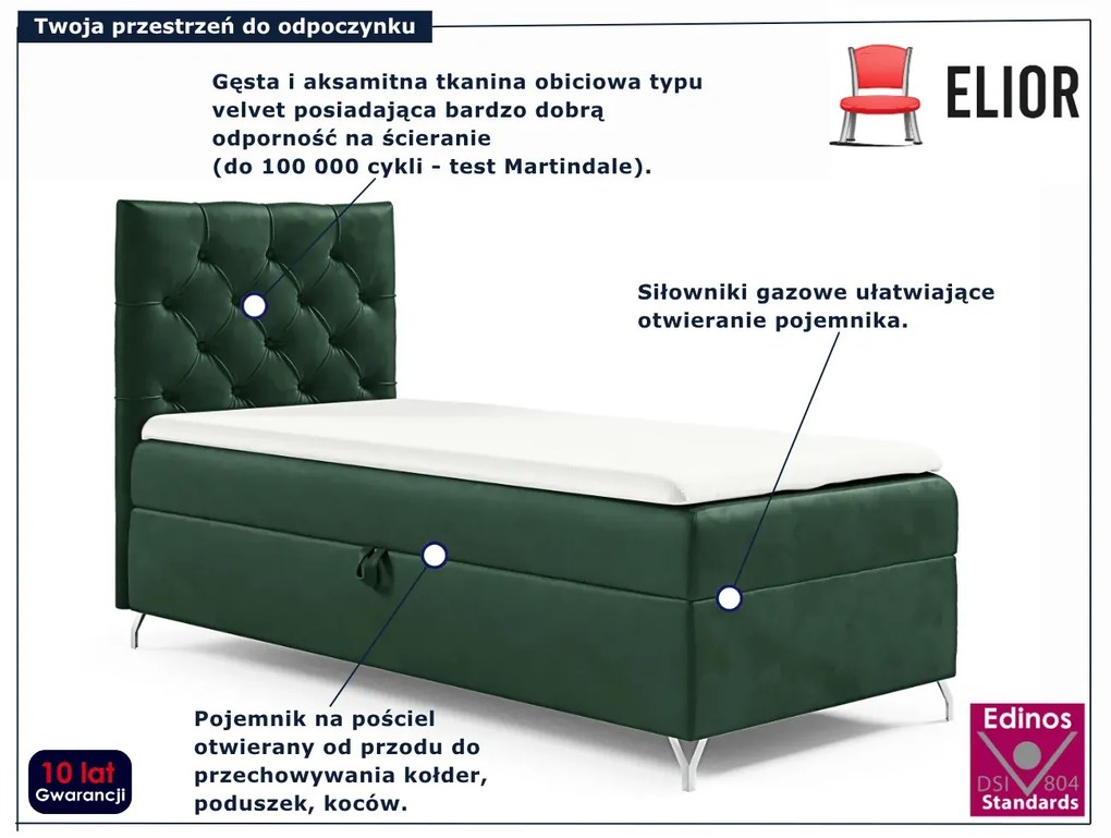 Ciemnozielone łóżko z pojemnikiem na pościel 3 rozmiary B0-K92