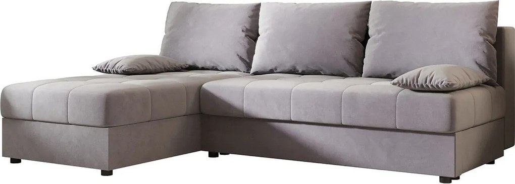 BEDANTE narożnik MOS L Itaka 50 lewa szary z funkcją spania sofa w kształcie litery L z pojemnikiem na pościel