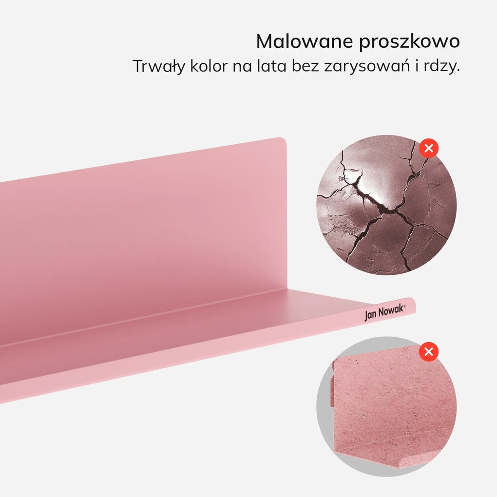 Półka wisząca metalowa pudrowy róż, 400 mm: JOANNE Fresh Style