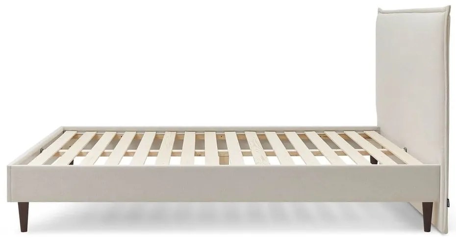 Beżowe tapicerowane łóżko dwuosobowe ze stelażem 180x200 cm Sary – Bobochic Paris