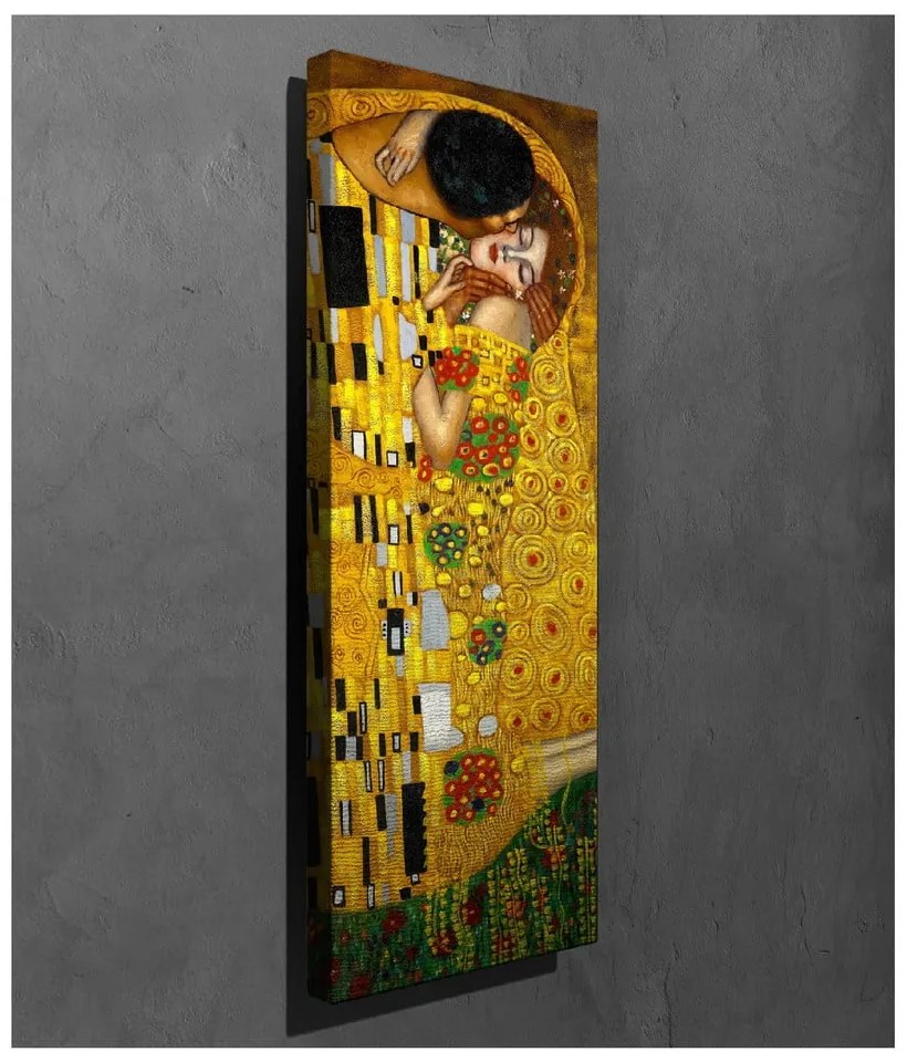 Reprodukcja obrazu na płótnie Gustav Klimt The Kiss, 30x80 cm