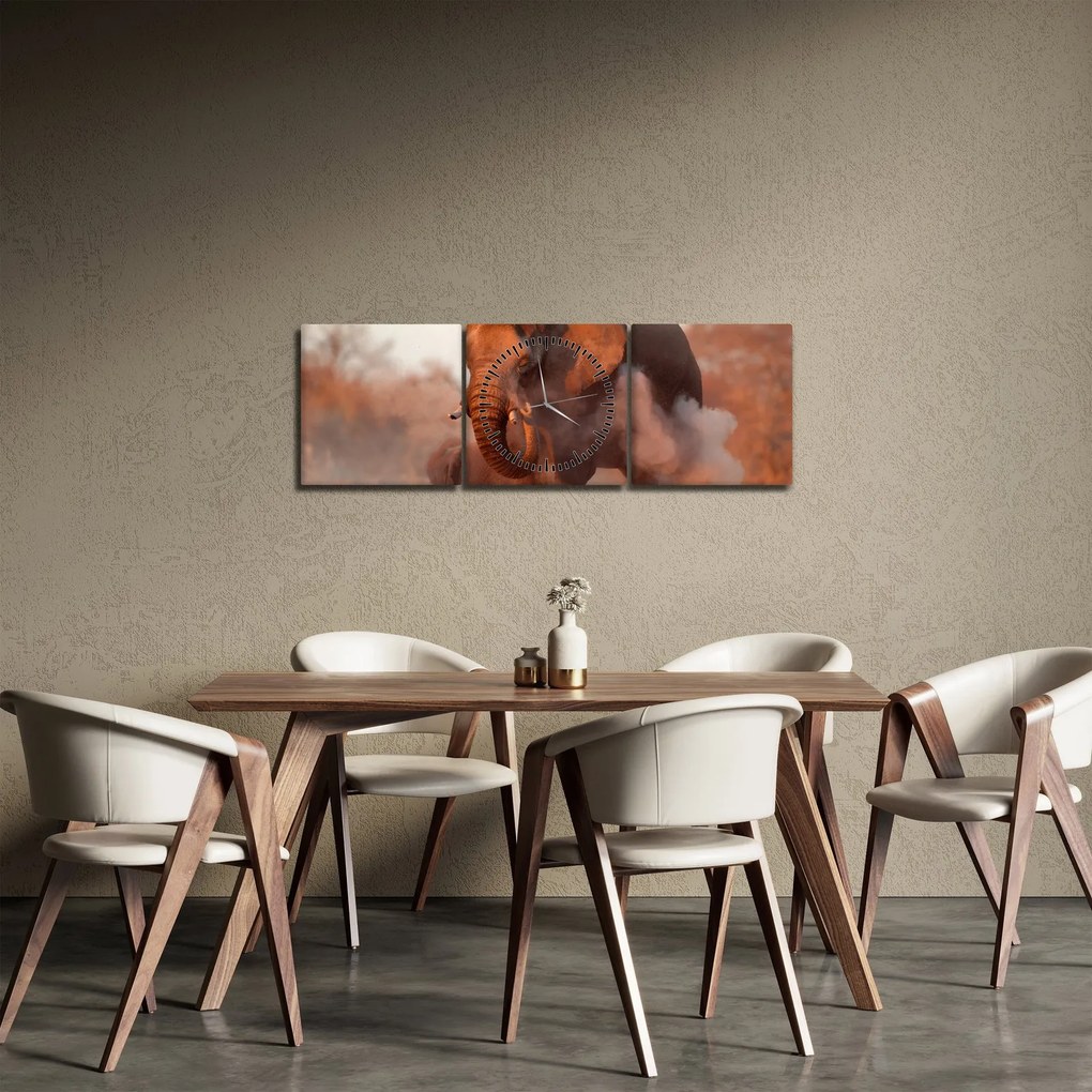 Obraz - Wielki słoń afrykański (z zegarem) (90x30 cm)