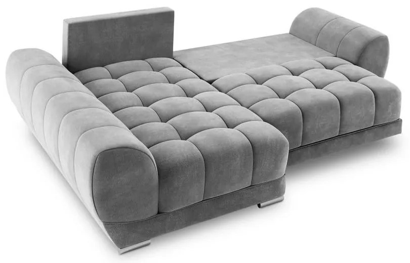 Szary rozkładany narożnik z aksamitnym obiciem Windsor &amp; Co Sofas Nuage, lewostronny