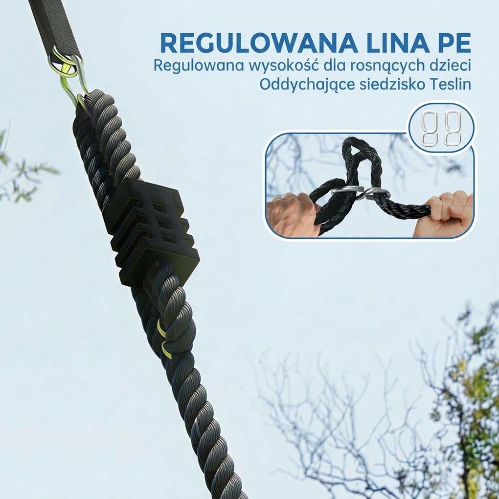AIYAPLAY Huśtawka Gniazdo Regulowana do 300 kg z Regulowanymi Linami 100 x 100 x 180 cm Wielokolorowa | Aosom PL