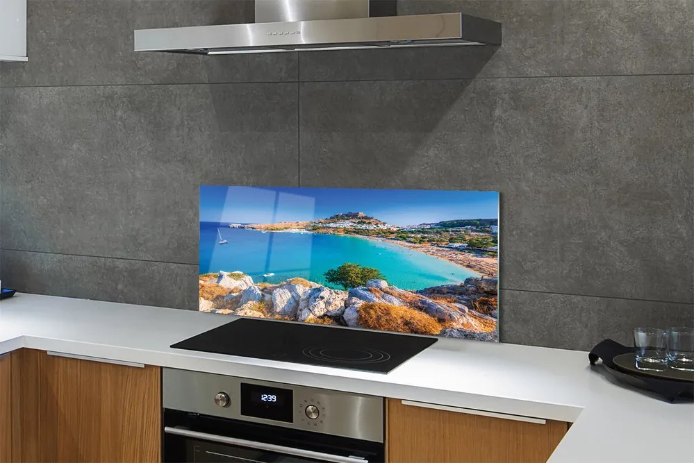 Panel Szklany Panorama Greckiego Wybrzeża